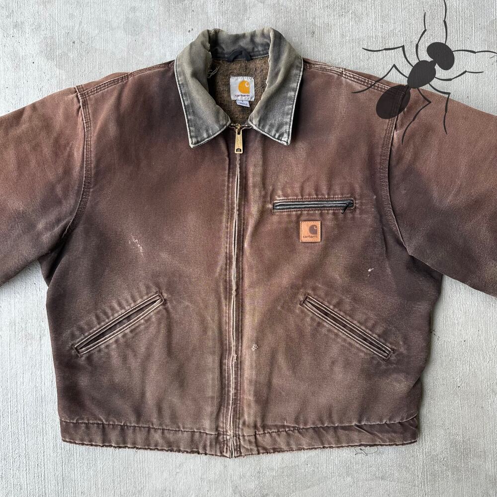Carhartt J97 DKB faded brown Detroit work wear jacket - Picture 3 of 8